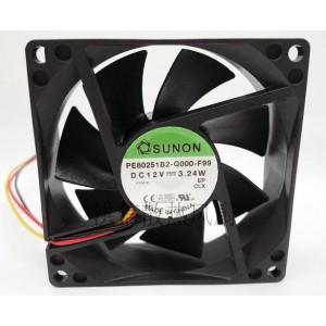 SUNON PE80251B2-Q000-F99 PE80251B2Q000F99 12V 3.24W 3wires Cooling Fan 