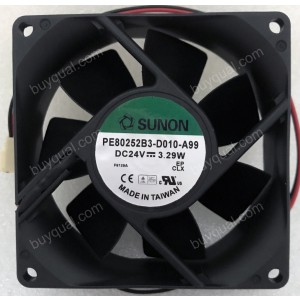 SUNON PE80252B3-D010-A99 24V 3.29W Wires Cooling Fan 