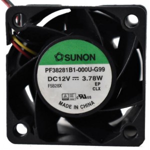 SUNON PF38281B1-000U-G99 12V 3.78W 3wires Cooling Fan - Original New