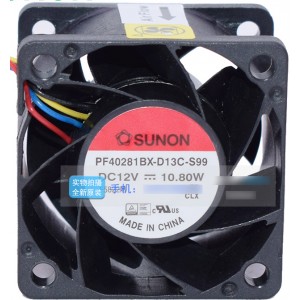 SUNON PF40281BX-D13C-S99 12V 10.8W 4wires Cooling Fan