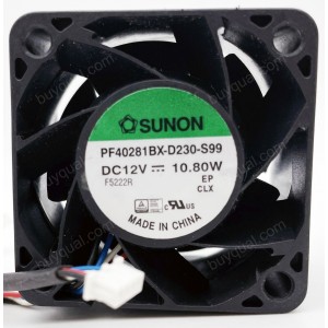 SUNON PF40281BX-D230-S99 12V 10.8W 4wires Cooling Fan