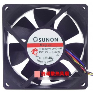 SUNON PF80201V1-000C-A99 12V 3.42W 4wires Cooling Fan