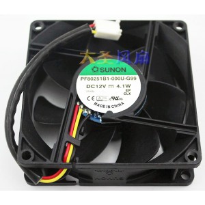 SUNON PF80251B1-000U-G99 12V 4.1W 3wires Cooling Fan