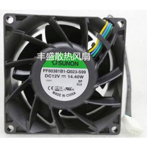 SUNON PF80381B1-Q023-S99 12V 14.4W 4wires Cooling Fan