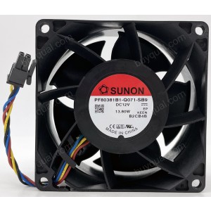 SUNON PF80381B1-Q071-SB9 12V 13.8W 4wires Cooling Fan 