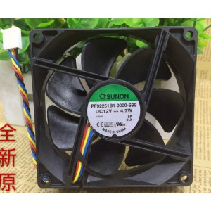 Sunon PF92251B1-0000-S99 12V 4.7W 4wires Cooling Fan - New