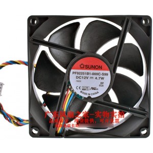 SUNON PF92251B1-000C-S99 12V 4.7W 4wires Cooling Fan