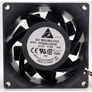 DELTA PFB0812DHE PFB0812DHE-R00 PFB0812DHE-F00 12V 3.3A 3wires Cooling Fan