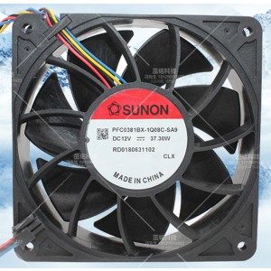 SUNON PFC0381BX-1Q08C-SA9 12V 37.30W 4wires Cooling Fan 
