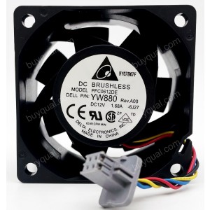 DELTA PFC0612DE CHHRN-A00 12V 1.68A 4wires Cooling Fan