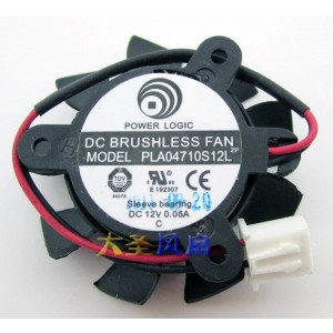 POWER LOGIC PLA04710S12L 12V 0.05A 2wires Cooling Fan