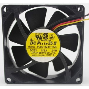 SERVO PUDC12Z4P-025 12V 0.16A 2.4W 3wires cooling fan