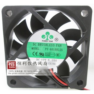 POWERYEAR PY-6015H12S 12V 0.15A 2wires Cooling Fan 