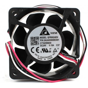 DELTA QFR0624EH 24V 0.15A 3wires Cooling Fan 