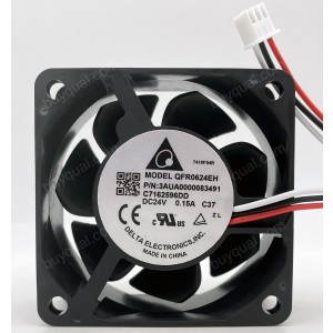 DELTA QFR0624EH 24V 0.15A 3wires Cooling Fan 