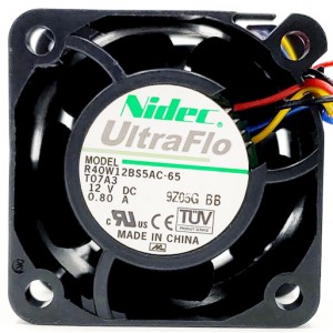 Nidec R40W12BS5AC-65 12V 0.80A 4wires Cooling Fan