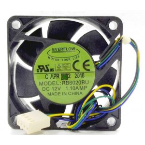 EVERFLOW RB6020BU 12V 1.10A 4wires Cooling Fan