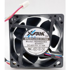 XFAN RDH6025B4 RDH6025B4-B76AE01 48V 0.18A 4wires Cooling Fan