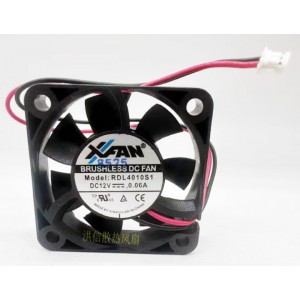XFAN RDL4010S1 12V 0.06A 2wires Cooling Fan 