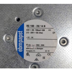 Ebmpapst RG160-28/14N 24V 790mA 19W 2wires Cooling Fan - Original New