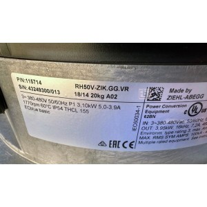 ZIEHL-ABEGG RH50V-ZIK.GG.VR 380-480V 5.0/3.9A 3.10kW Cooling Fan
