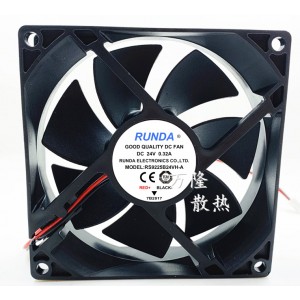 RUNDA RS9225B24VH-A 24V 0.25A 2wires Cooling Fan 