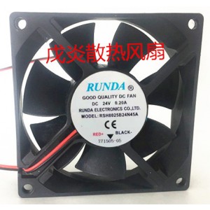 RUNDA RSH8025B24N45A 24V 0.20A 2 Wires Cooling Fan 