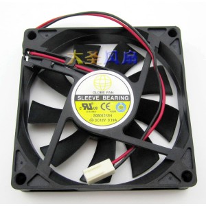 GLOBE FAN S0801512H 12V 0.19A 2wires Cooling Fan