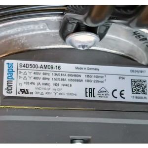 Ebmpapst S4D500-AM09-16 400-460V 1.41/0.90A 720/550W Cooling Fan - Sub/ Replacement