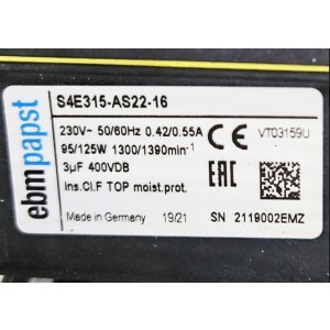 Ebmpapst S4E315-AS22-16 230V 0.42/0.55A 95/125W Cooling Fan 
