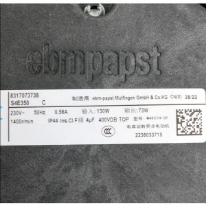 Ebmpapst S4E350 8317073738 230V 0.58A 130/75W Cooling Fan