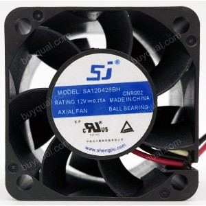 SJ SA120428BH 12V 0.75A 2wires Cooling Fan