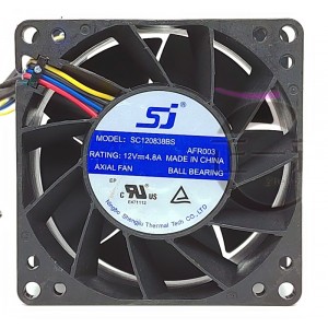 SJ SC120838BS 12V 4.8A 4wires Cooling Fan 