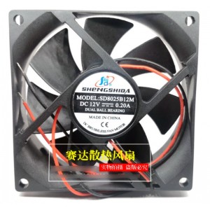 SHENGSHIDA SD8025B12M 12V 0.20A 2wires Cooling Fan