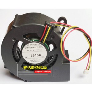 Toshiba SF6023LHH12-06A 12V 250mA 3wires cooling fan