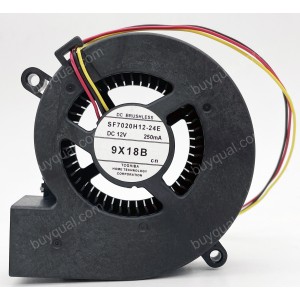 TOSHIBA SF7020H12-24E 12V 250mA 3wires cooling fan