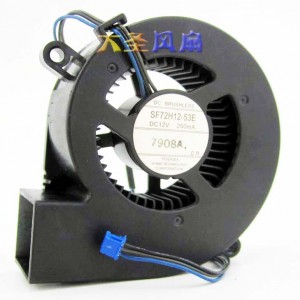 TOSHIBA SF72H12-53E 12V 250mA 3wires Cooling Fan