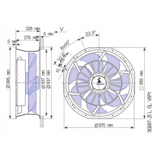 ZIEHL-ABEGG SG087-ZIL.GL.V5P1 200-480V 7A 4.1kW Cooling Fan