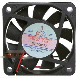 SANJU SJ6015HD1 12V 0.11A 2wires cooling fan