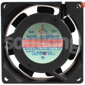 SANJU SJ80025HA1 110/120V 0.14A 2 wires Cooling Fan - Ball Bearing