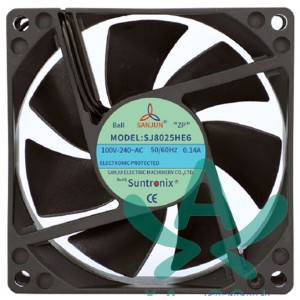 SANJUN SJ8025HE6 100-240V 0.14A 2wires Cooling Fan