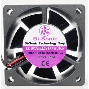 Bi-Sonic SP602512H-03 12V 0.13A 2wires Cooling Fan