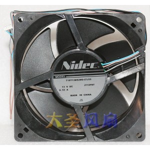 NIDEC T10T13MS2M5-57J33 13V 0.37A 4wires Cooling Fan 
