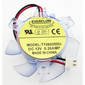EVERFLOW T126025DU 12V 0.26A 2wires Cooling Fan