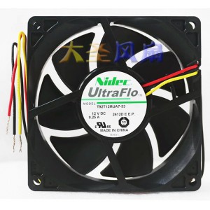 Nidec T92T12MUA7-53 12V 0.25A 3wires Cooling Fan