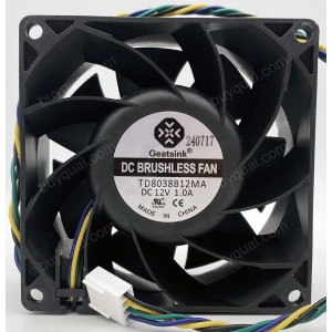 Geatsink TD8038B12MA 12V 1.0A 4wires Cooling Fan 