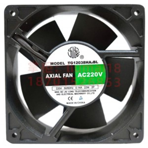 JiuLong TG12038HA2BL 220V 0.14A 22W 2wires Cooling Fan