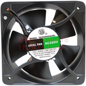 JiuLong TG20060HA2BL 220V 0.28A 55W 2wires Cooling Fan