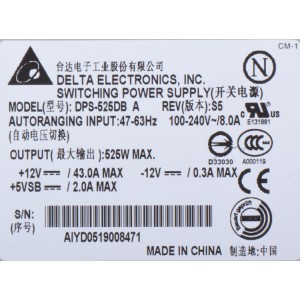 Delta DPS-525DB A 525W IPC Server Power Supply 