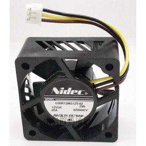 NIDEC U30R12MS1Z5-52 12V 0.05A 3wires Cooling Fan